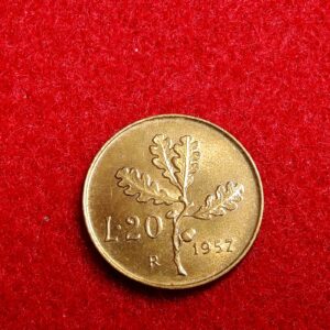 20 Lire Repubblica Italiana 1957 Gambo Largo -FDC